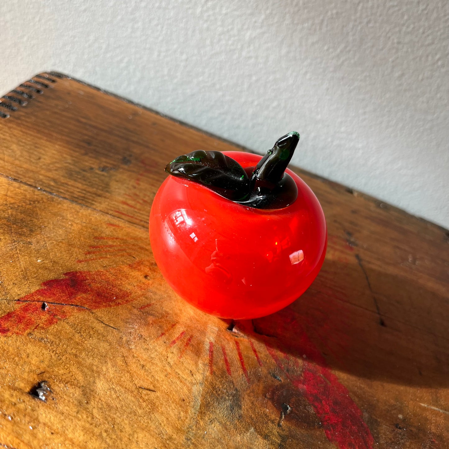 Vintage Hand Blown Glass Red Apple