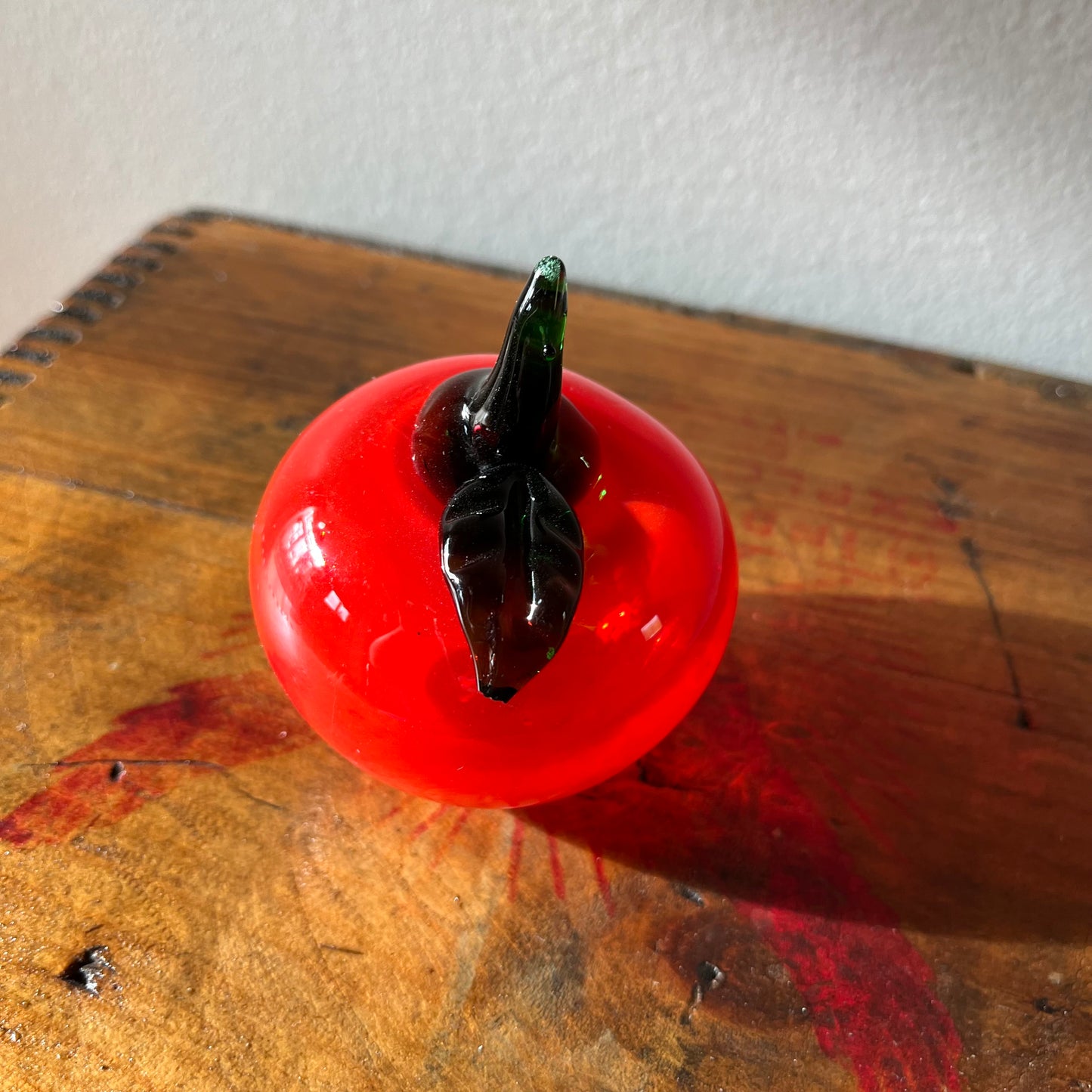 Vintage Hand Blown Glass Red Apple