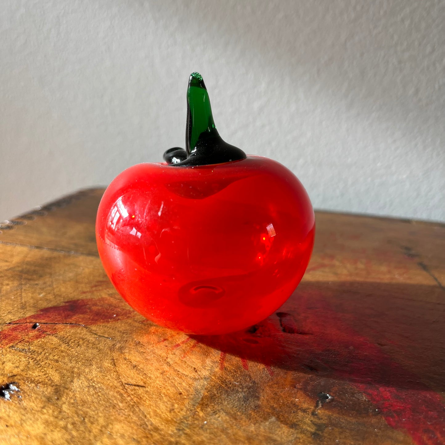 Vintage Hand Blown Glass Red Apple