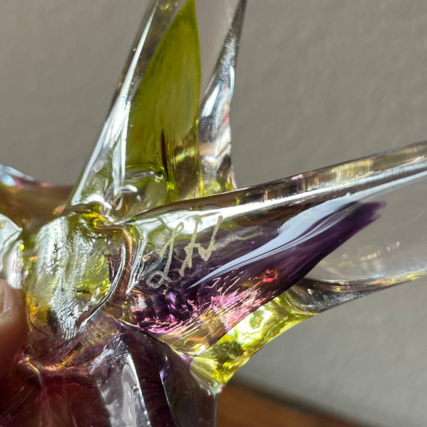 Hand Signed Glass Starfish Sun Catcher Paper Weight Decor