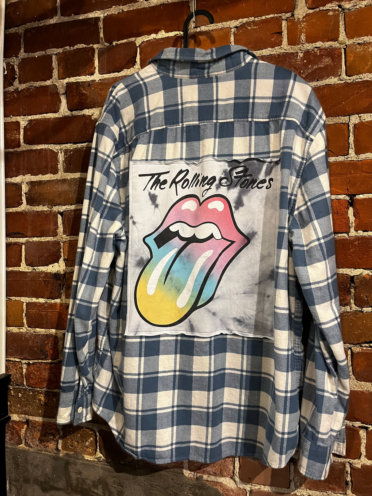 Vintage Rolling Stones Tie Dye Flannel Mash Up Button Up