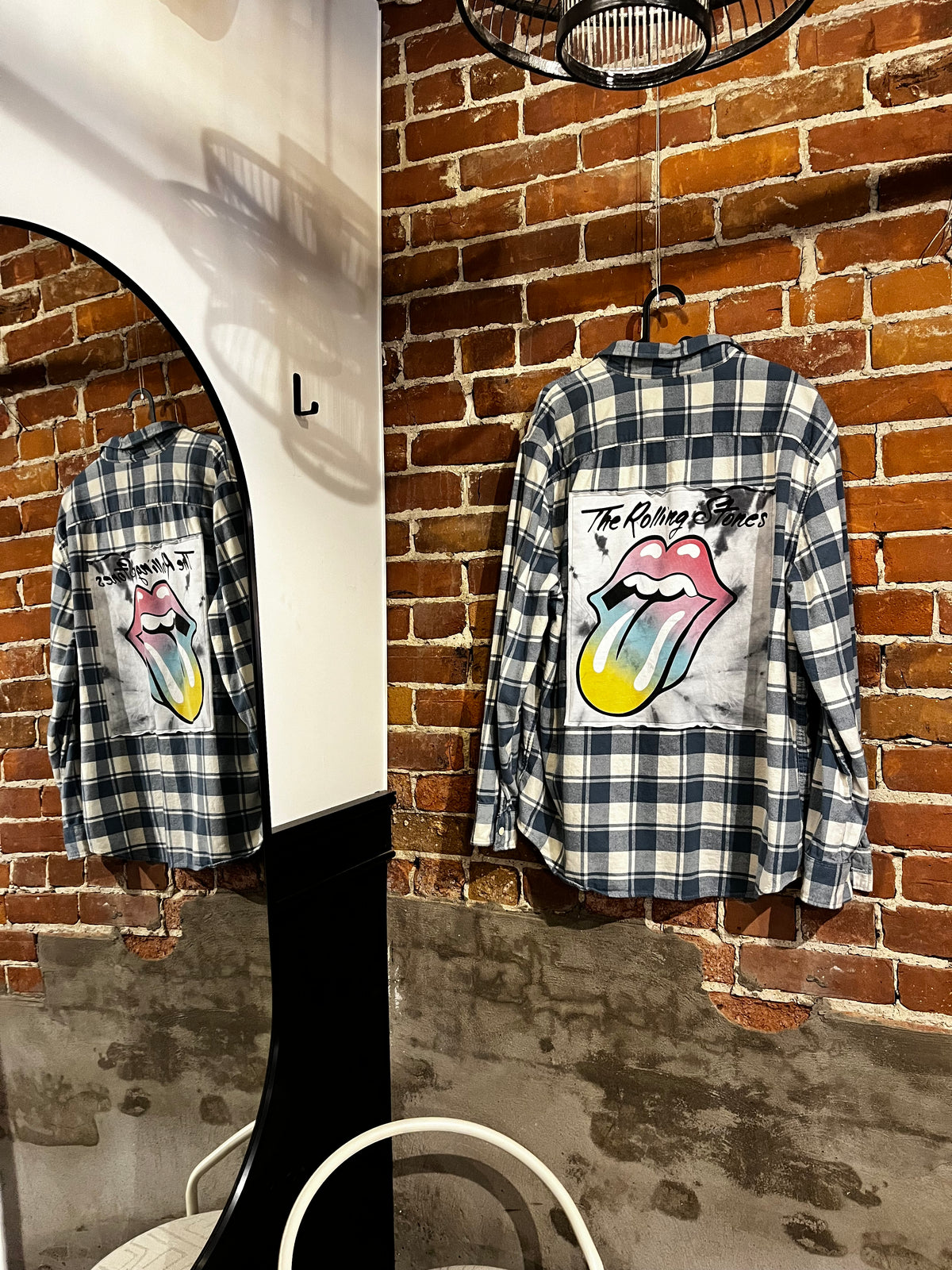 Vintage Rolling Stones Tie Dye Flannel Mash Up Button Up