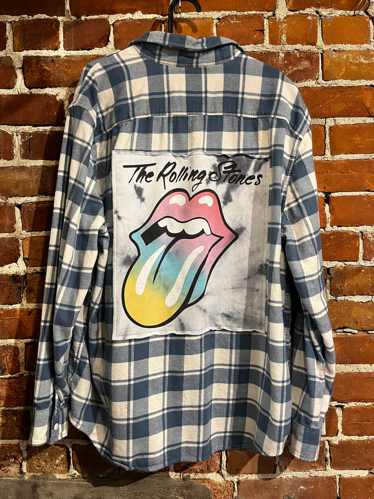 Vintage Rolling Stones Tie Dye Flannel Mash Up Button Up