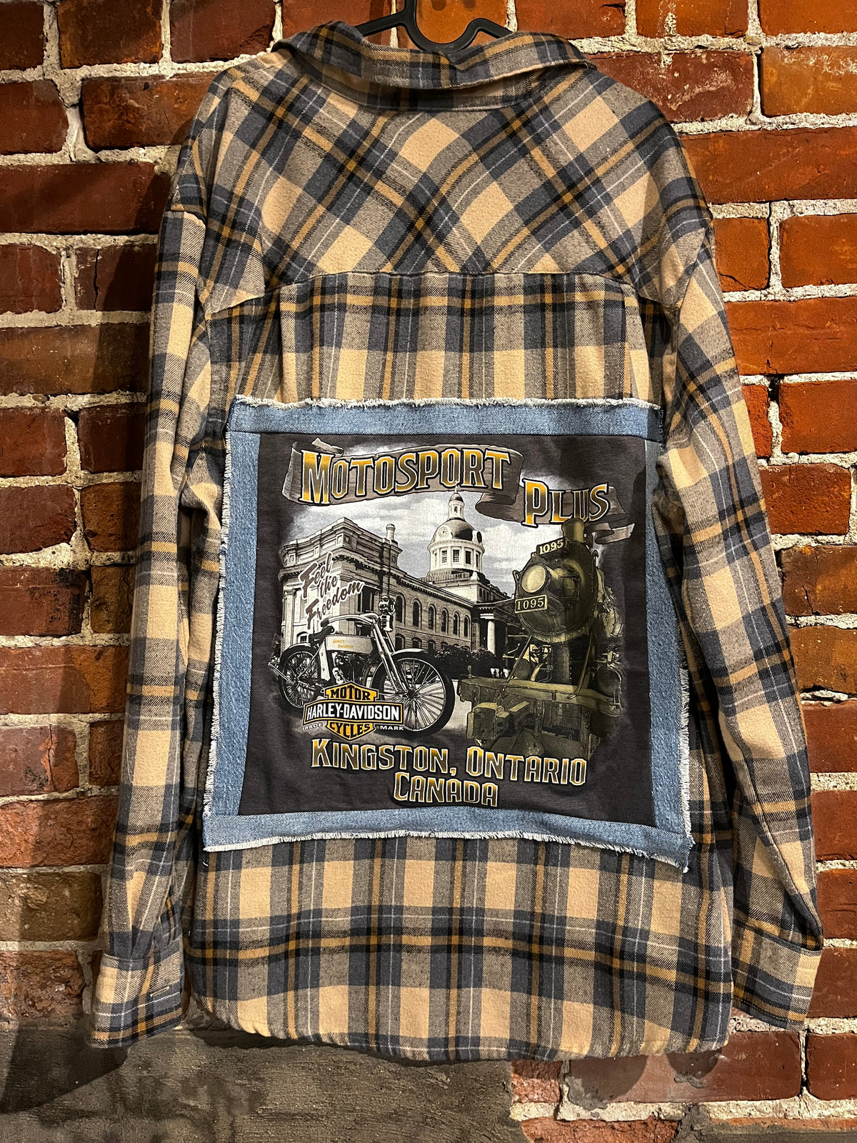 Vintage Harley Davidson Kingston Graphic Flannel Mashup