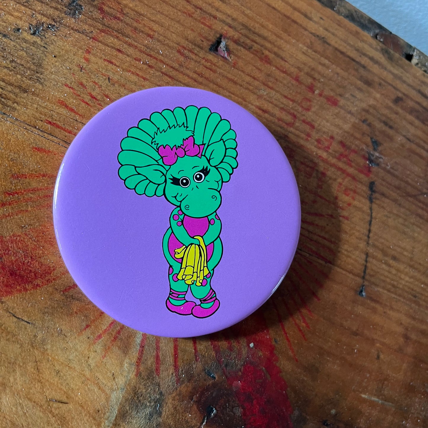 Vintage 90s Barney Baby Bop 3" Round Button / Pin / Badge