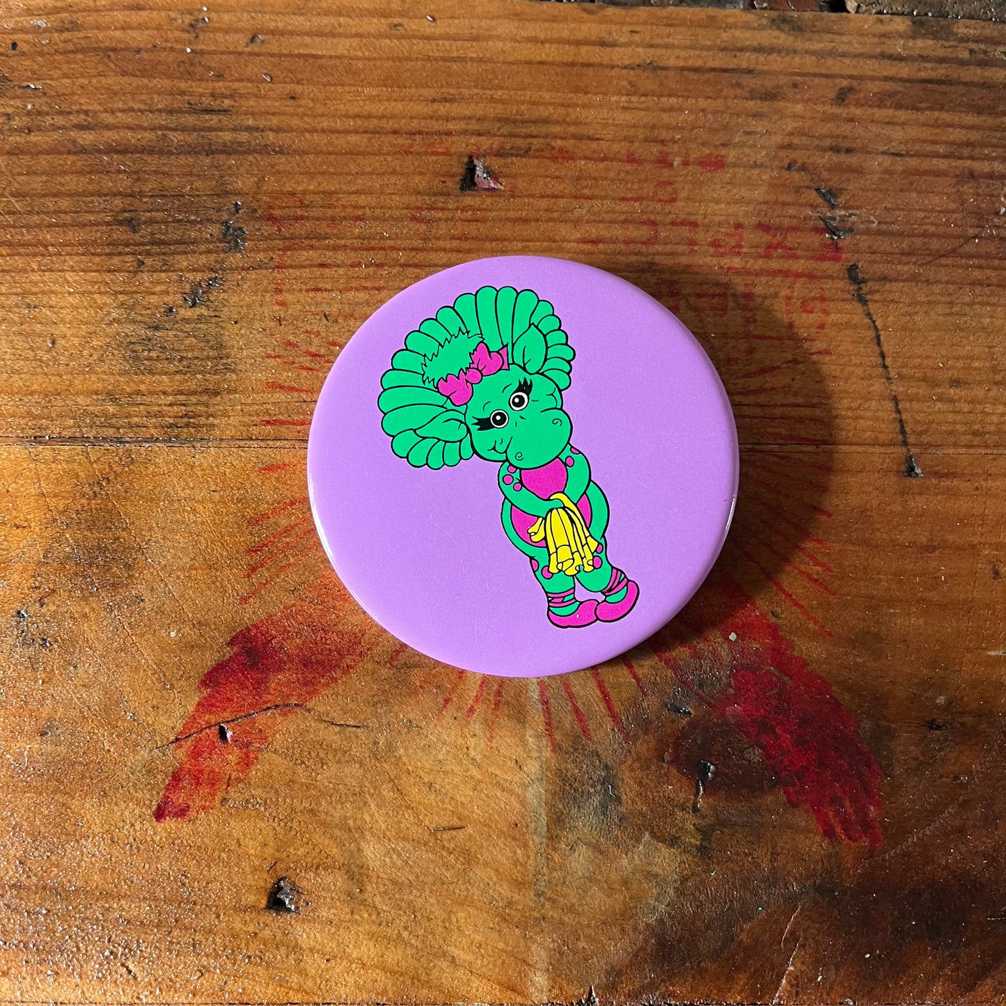 Vintage 90s Barney Baby Bop 3" Round Button / Pin / Badge