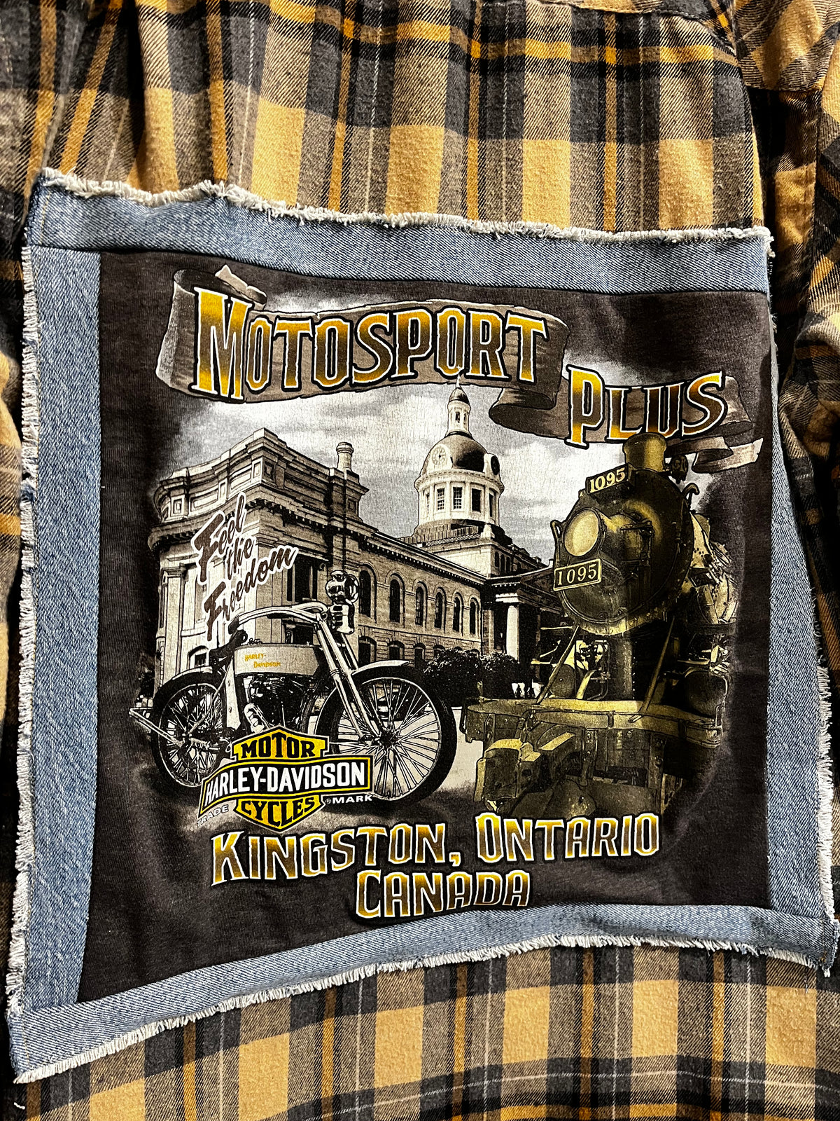 Vintage Harley Davidson Kingston Graphic Flannel Mashup