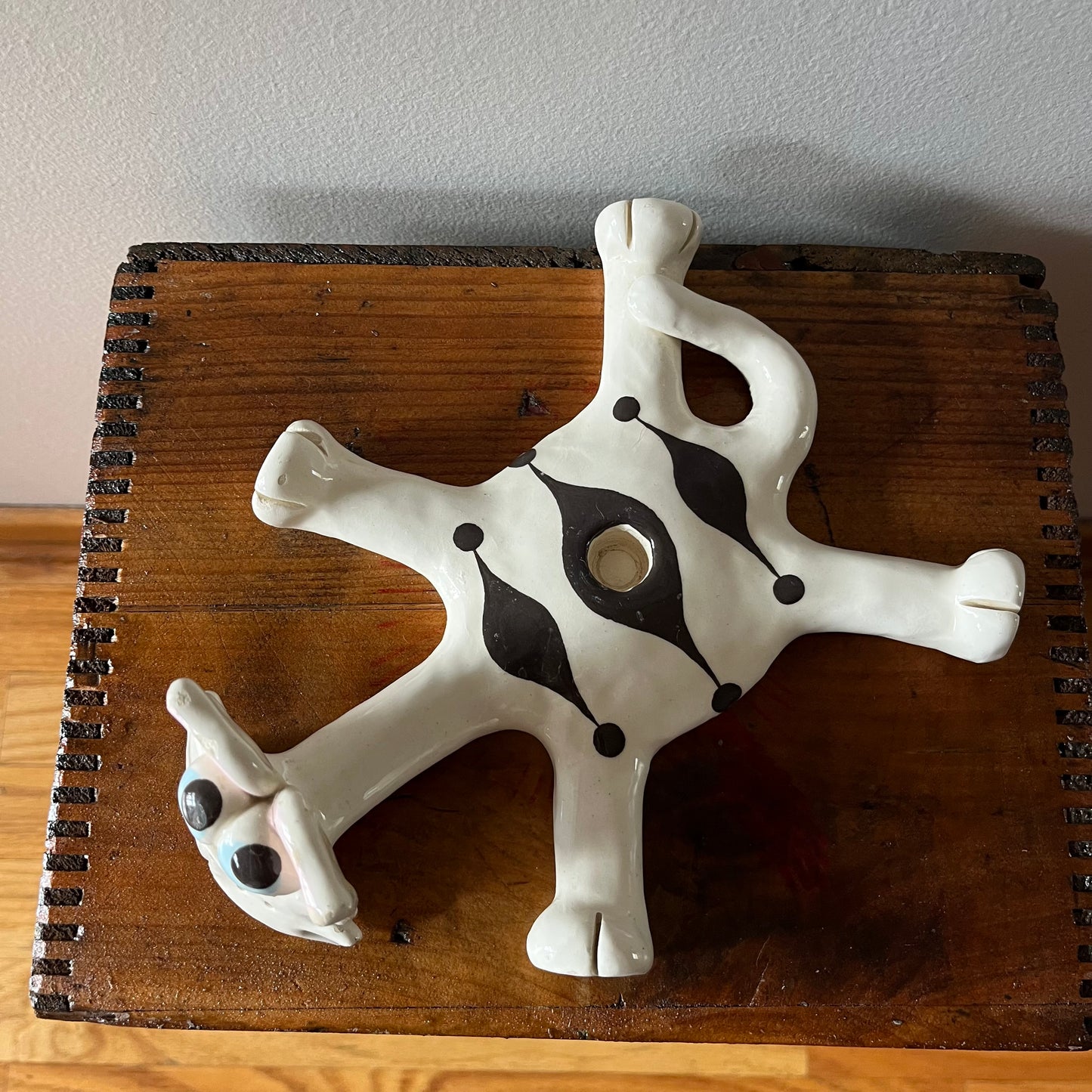 Vintage 90s Handmade Ceramic Cat Candle Holder