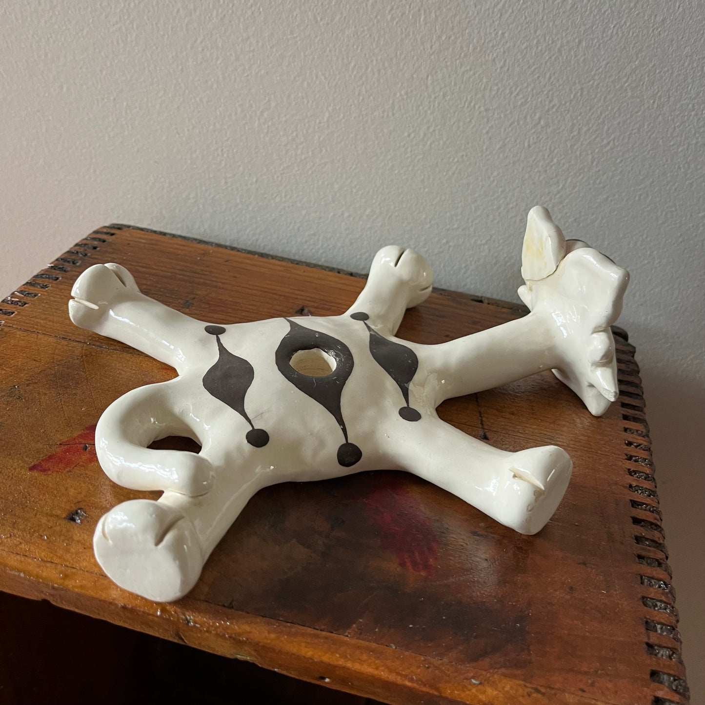 Vintage 90s Handmade Ceramic Cat Candle Holder