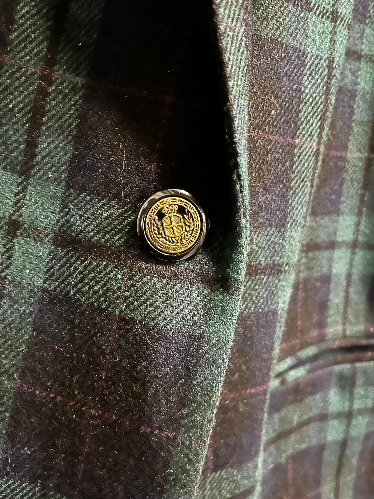 Vintage Sag Harbor Green Plaid Velvet Collar Blazer