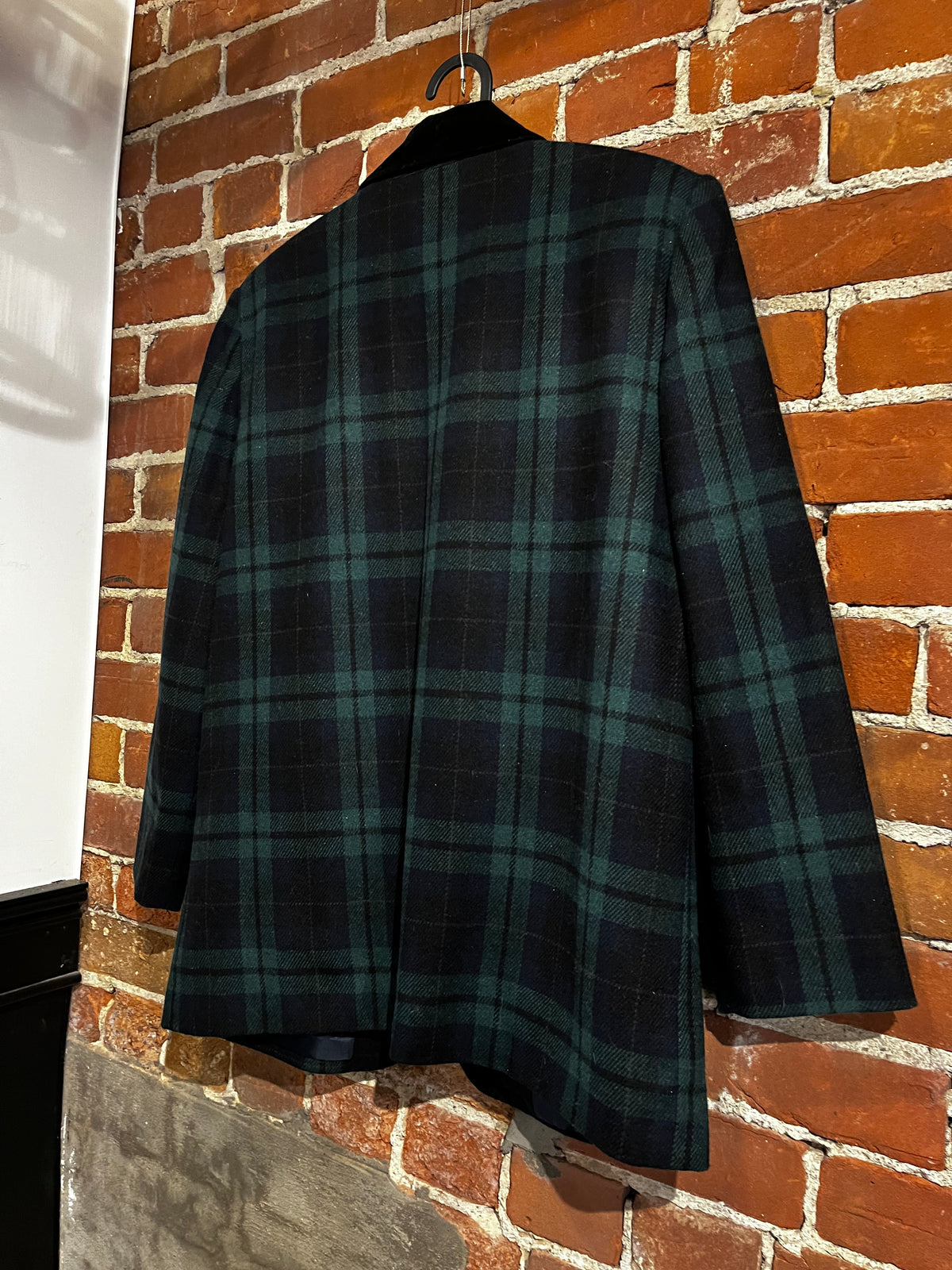 Vintage Sag Harbor Green Plaid Velvet Collar Blazer
