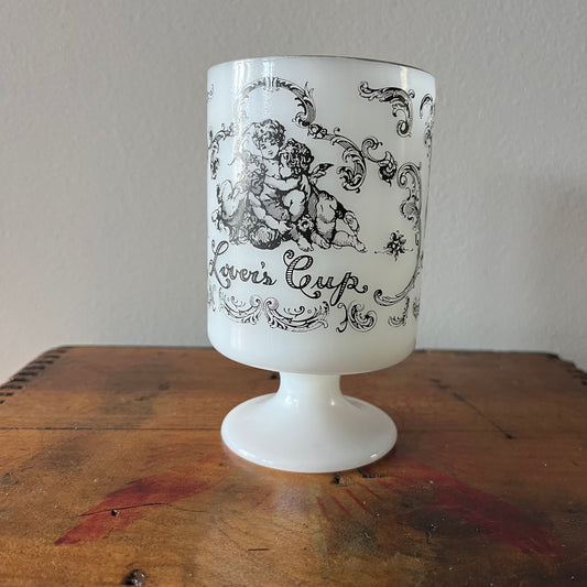 Vintage Lover’s Cup Milk Glass Pedestal Mug