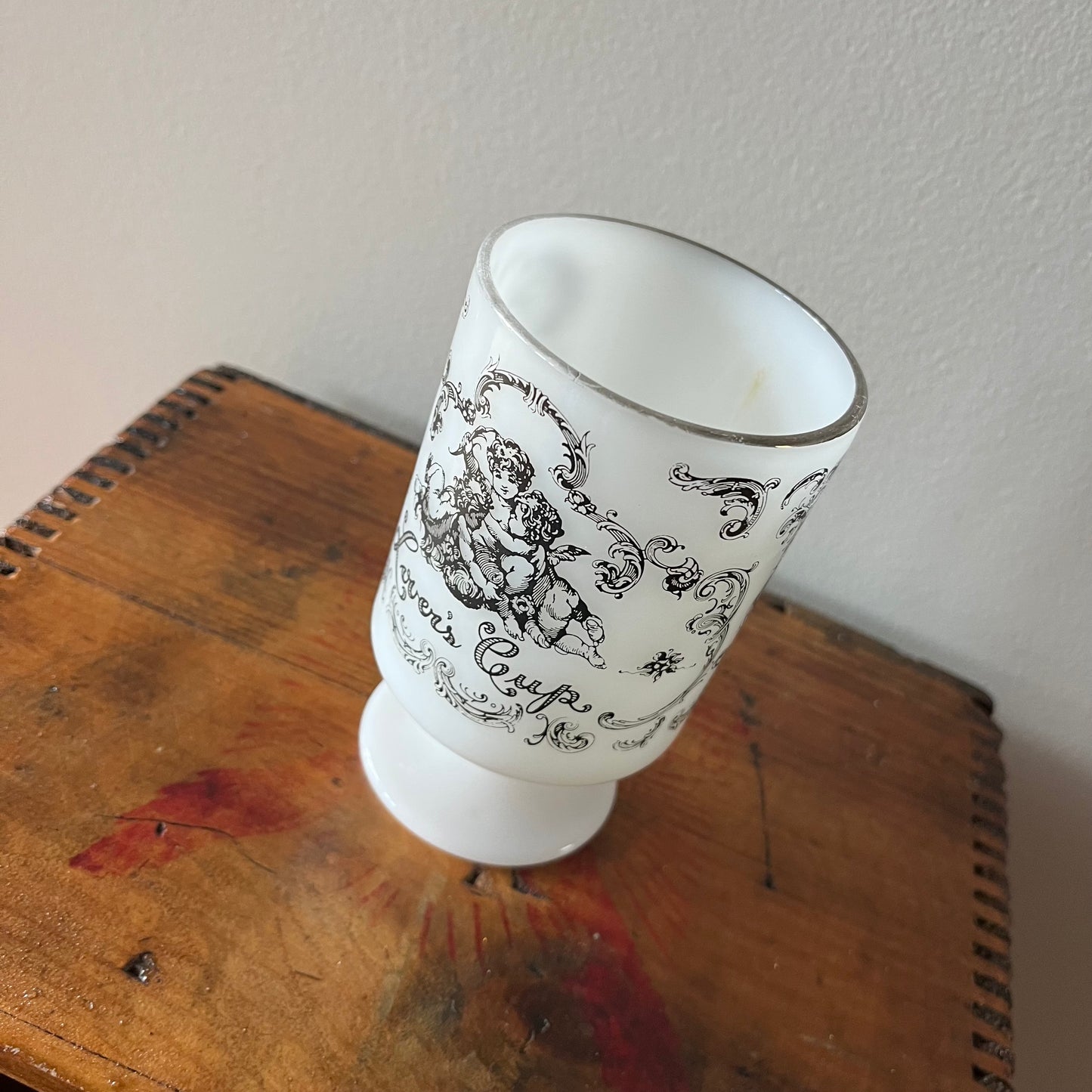 Vintage Lover’s Cup Milk Glass Pedestal Mug