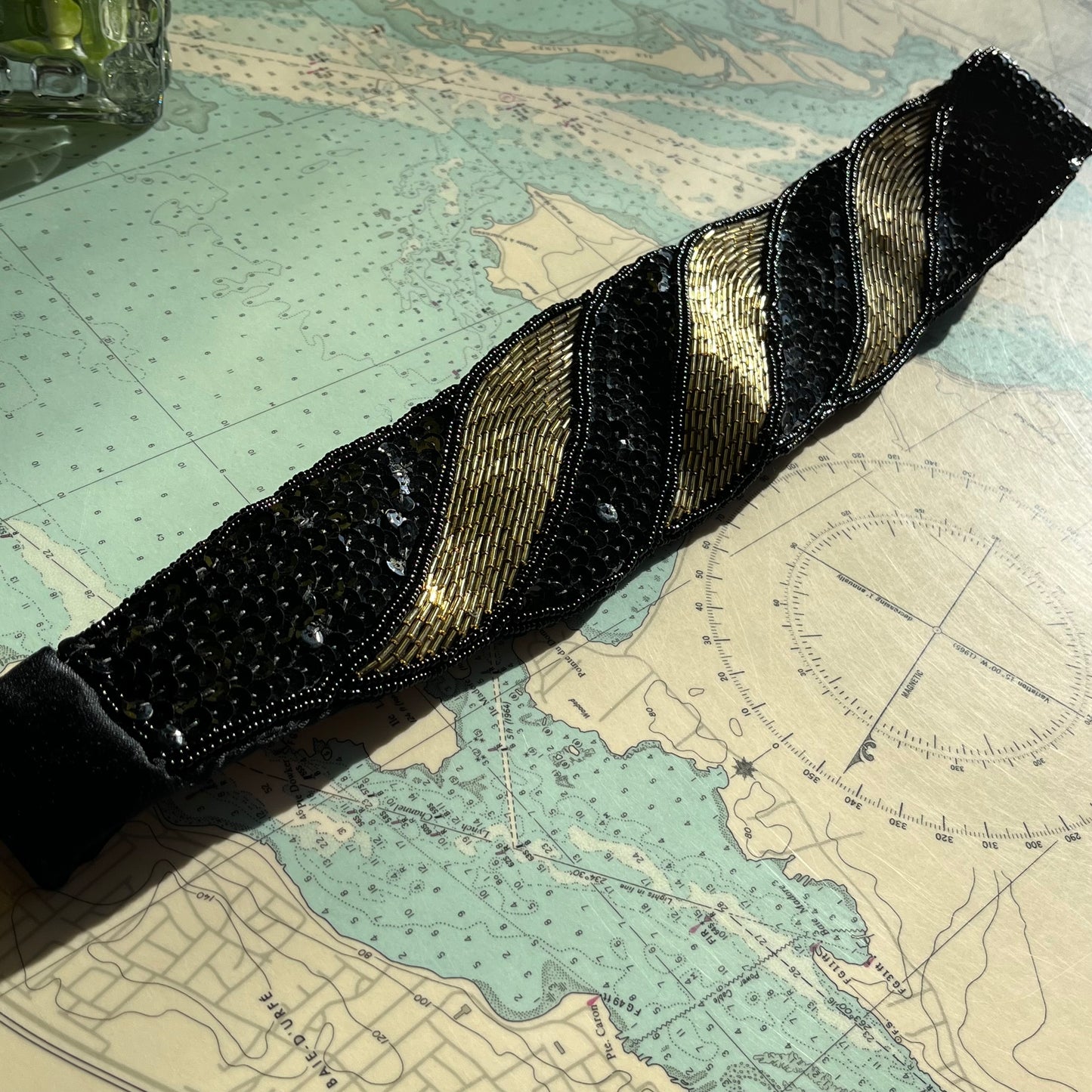 Vintage Glam Beaded Sequin Belt / Cummerbund