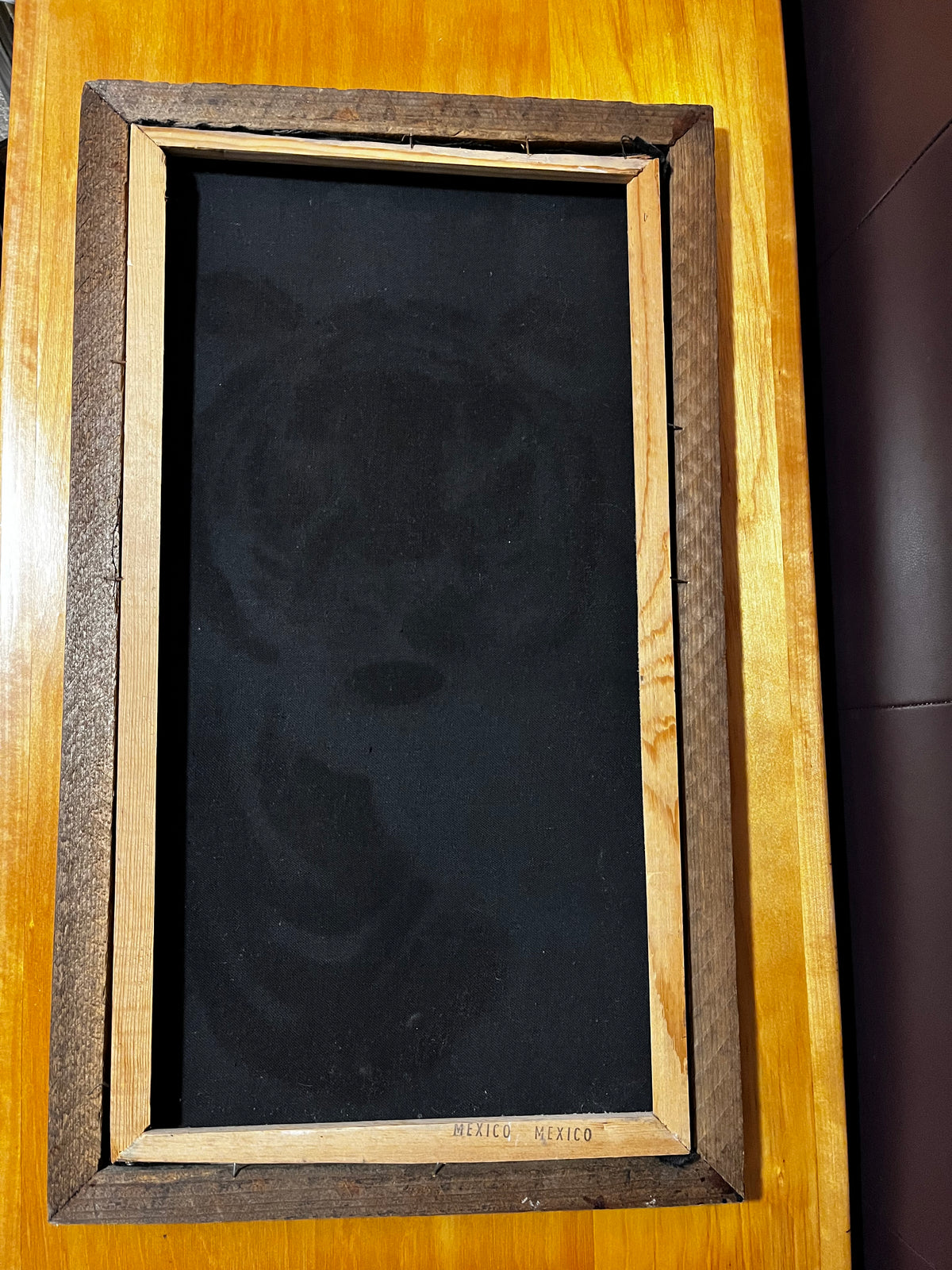 Vintage 70s Framed White Tiger Black Velvet Painting
