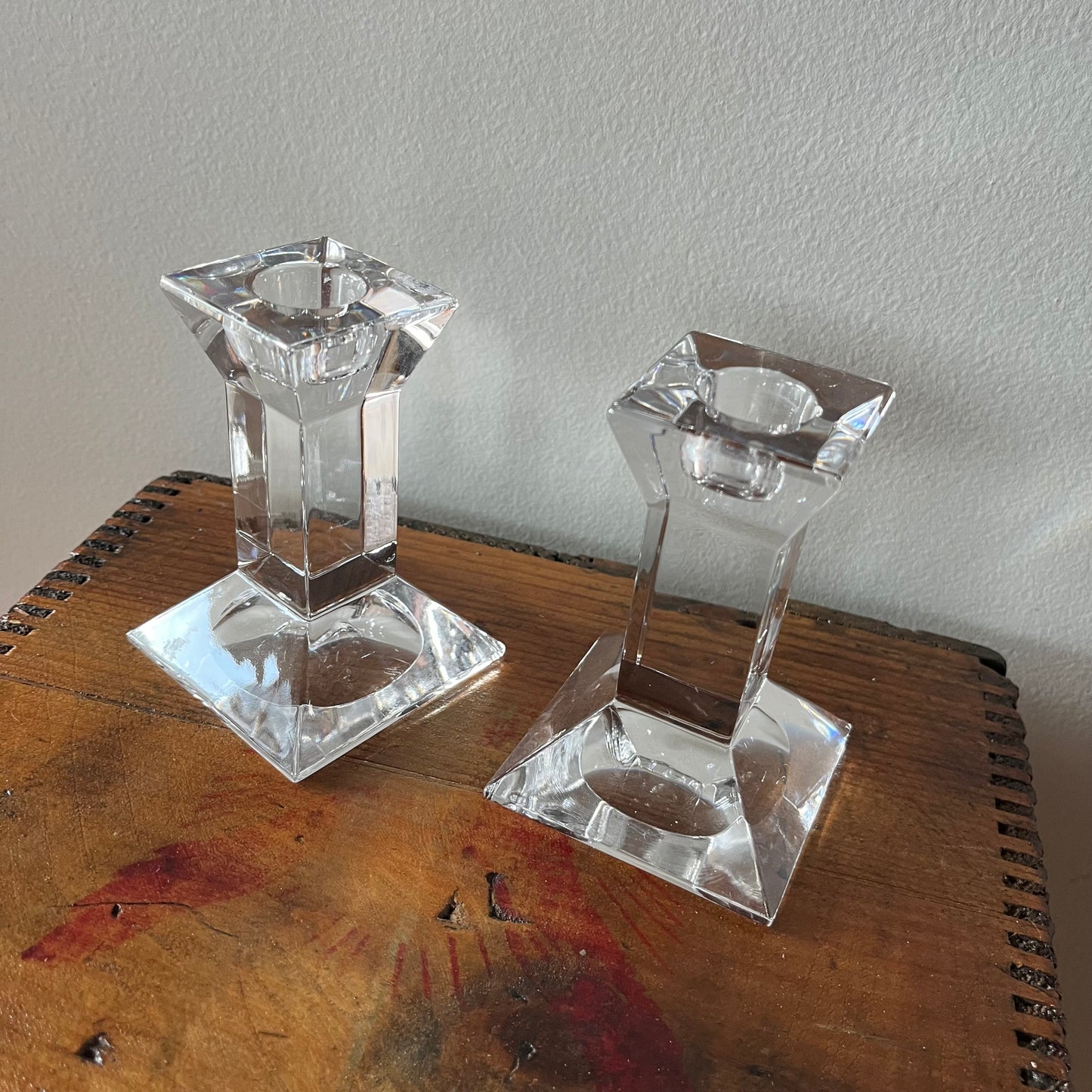 Villeroy & Bach Clear Glass Tapered Candle Holders