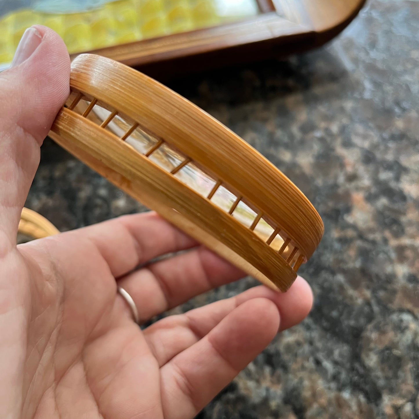 Vintage 40s Brazillian Butterfly Inlay Tray with Bamboo Coasters