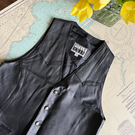 Vintage 80s Pelle Cuir Leather Vest
