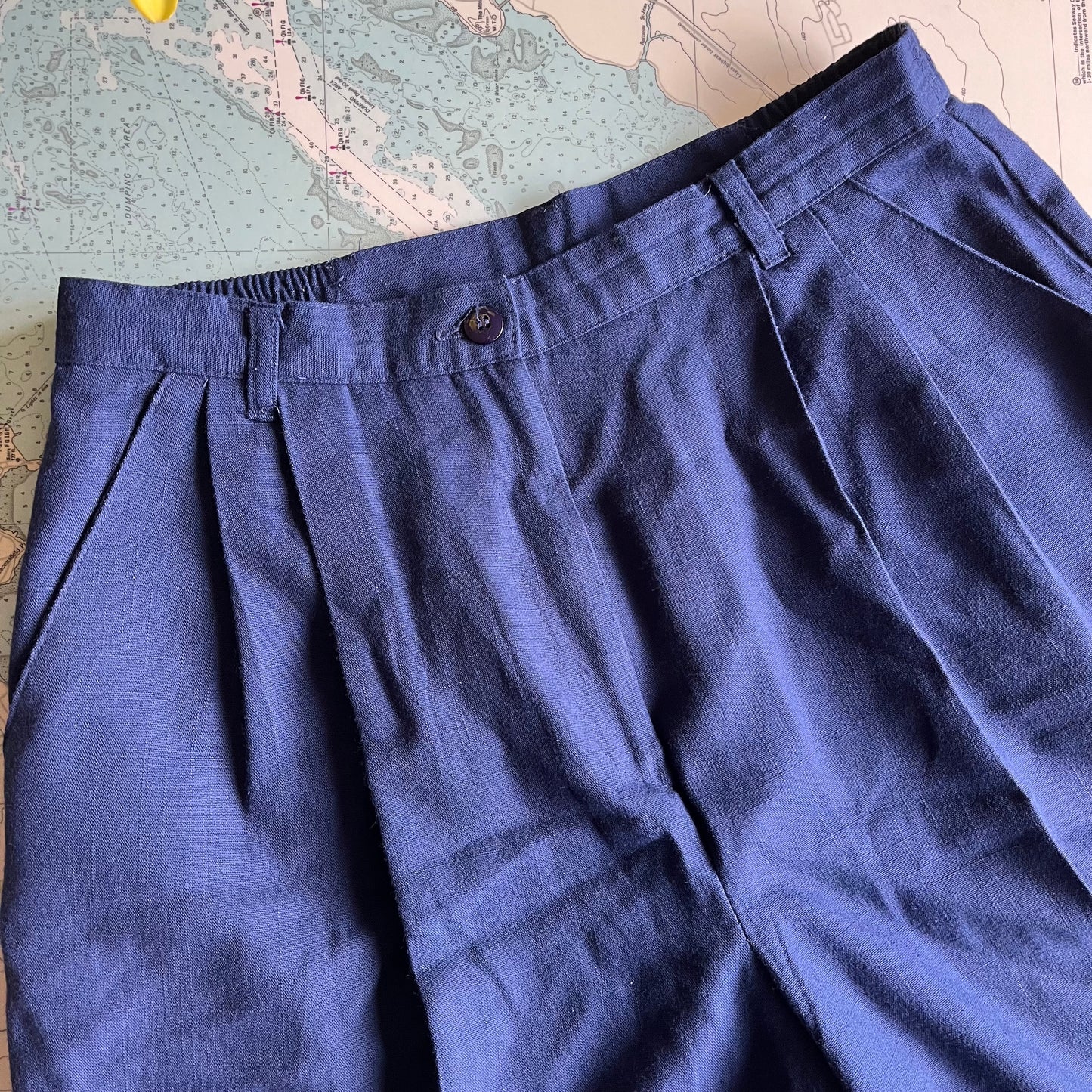 Vintage Navy Sag Harbor Pleated Shorts