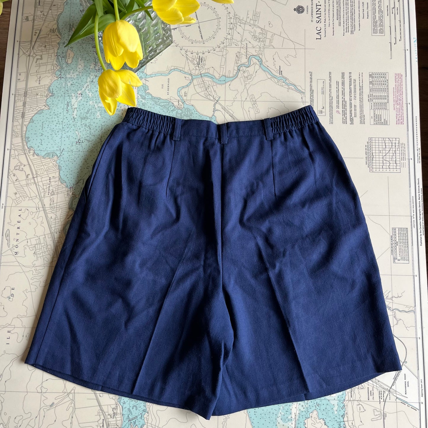 Vintage Navy Sag Harbor Pleated Shorts