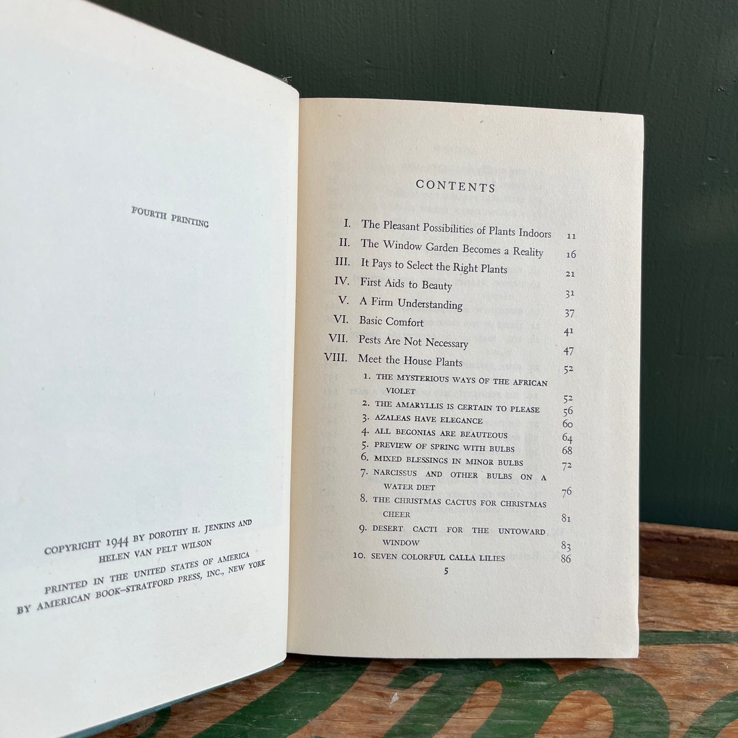 Vintage 1944 Enjoy Your Houseplants Hardcover Book