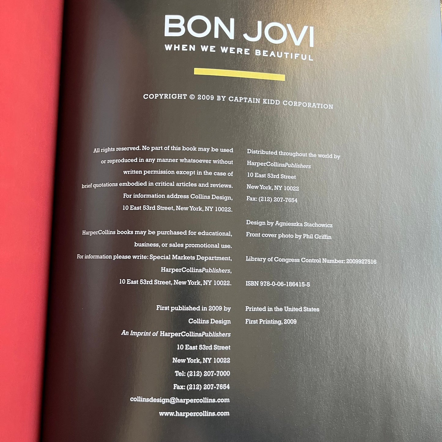 2009 Bon Jovi When We Were Beautiful Hardcover Book