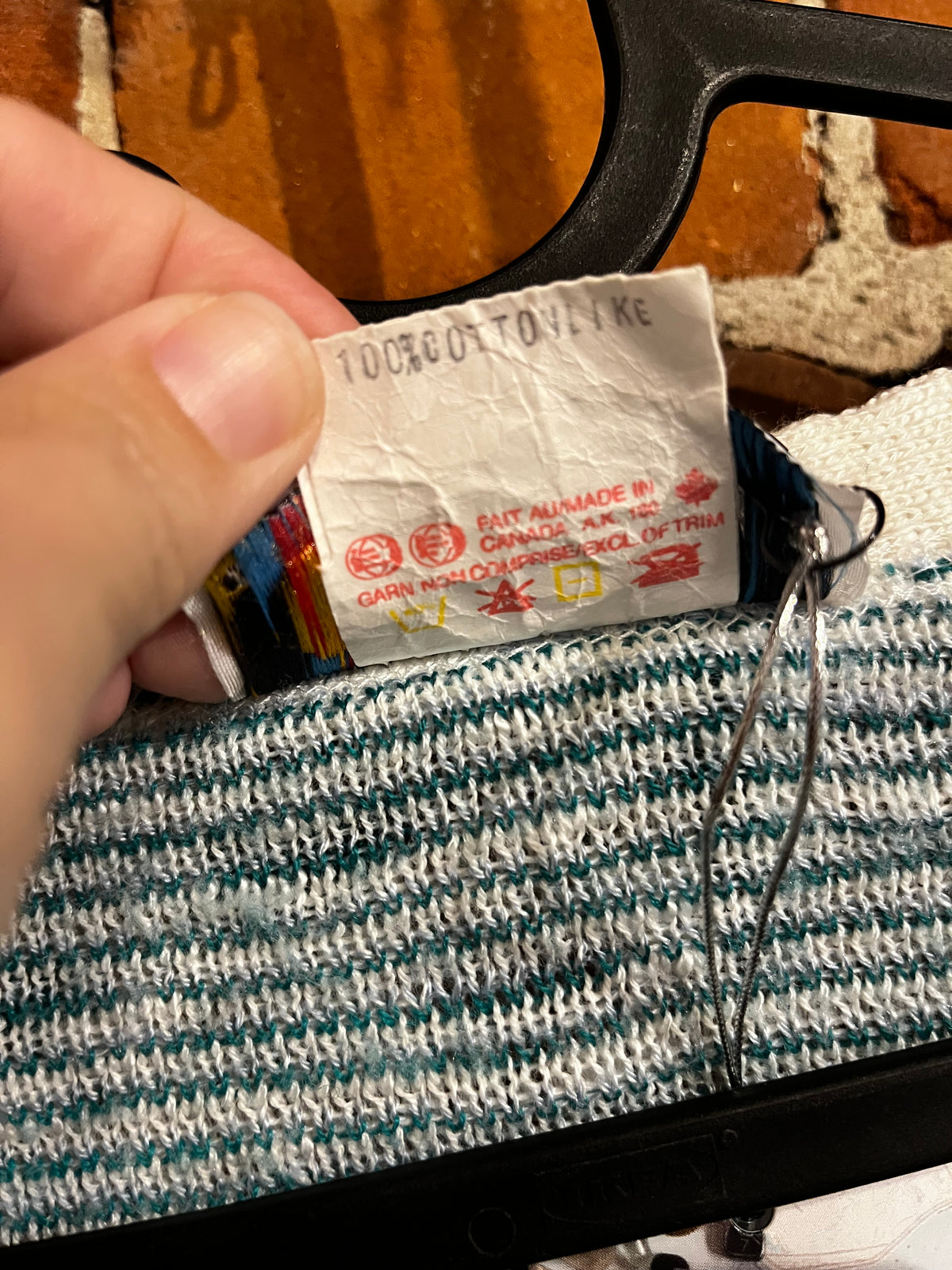 Vintage 80s / 90s Tanto Pelo Teal and White Pattern Cardigan