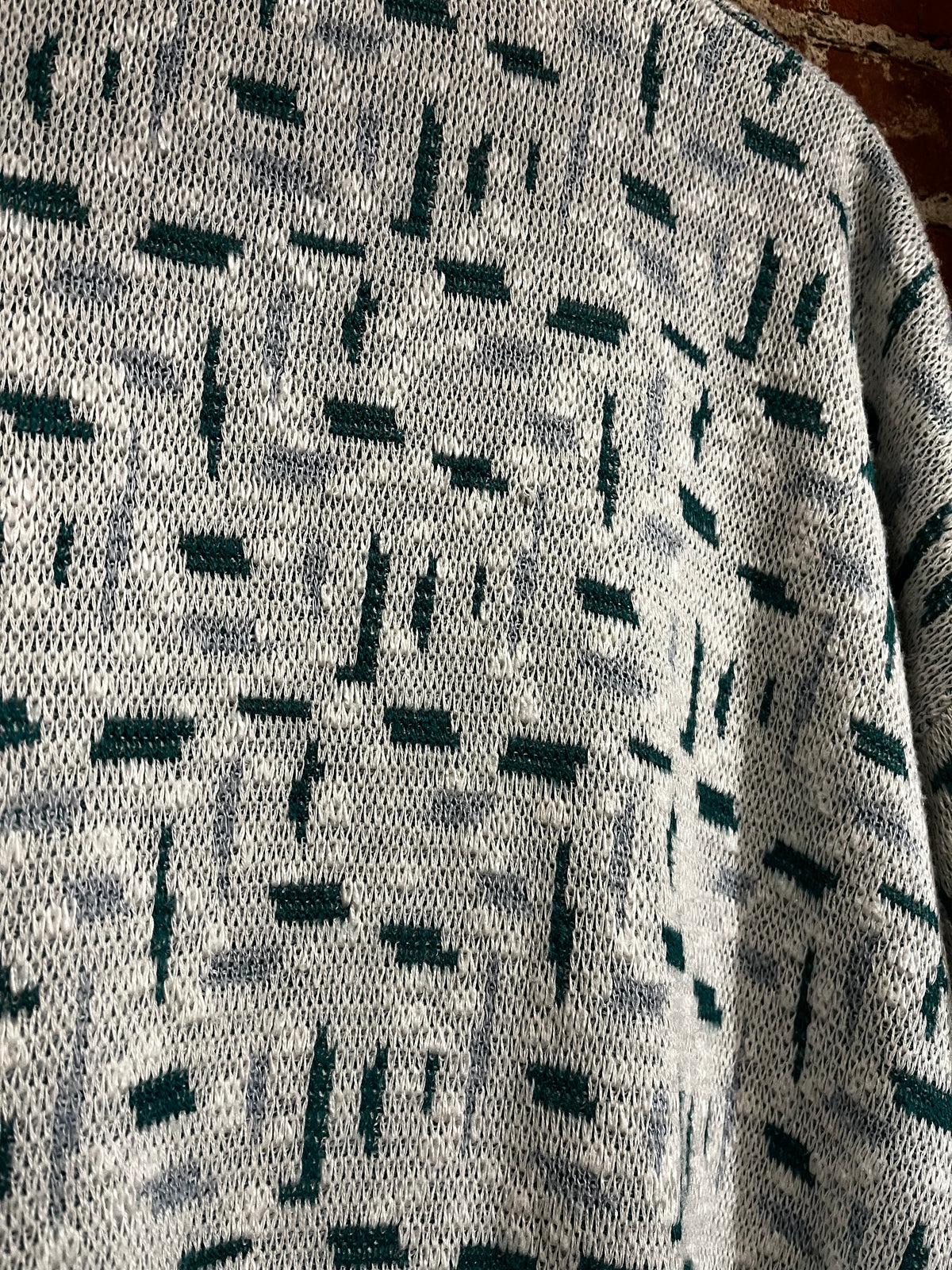 Vintage 80s / 90s Tanto Pelo Teal and White Pattern Cardigan