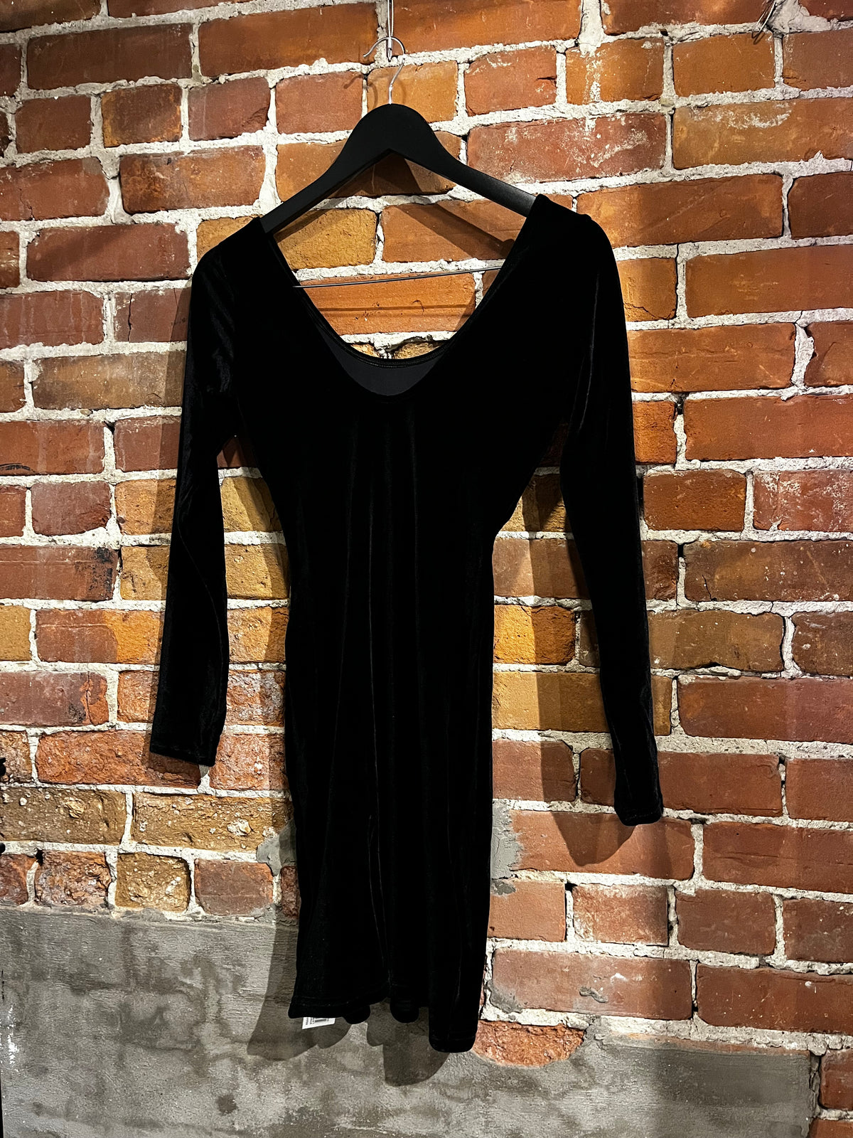 American Apparel Black Velvet Scoop Neck Dress New With Tags