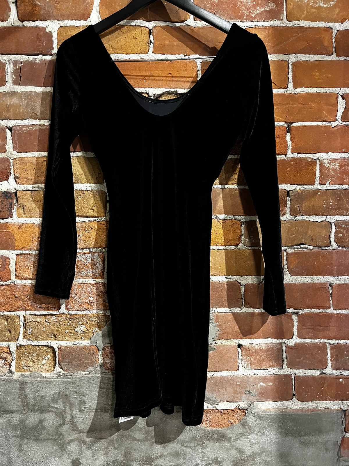 American Apparel Black Velvet Scoop Neck Dress New With Tags