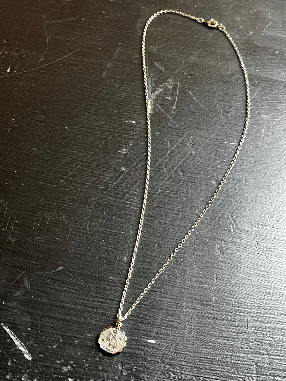 Vintage Silver Libra Charm with Chain