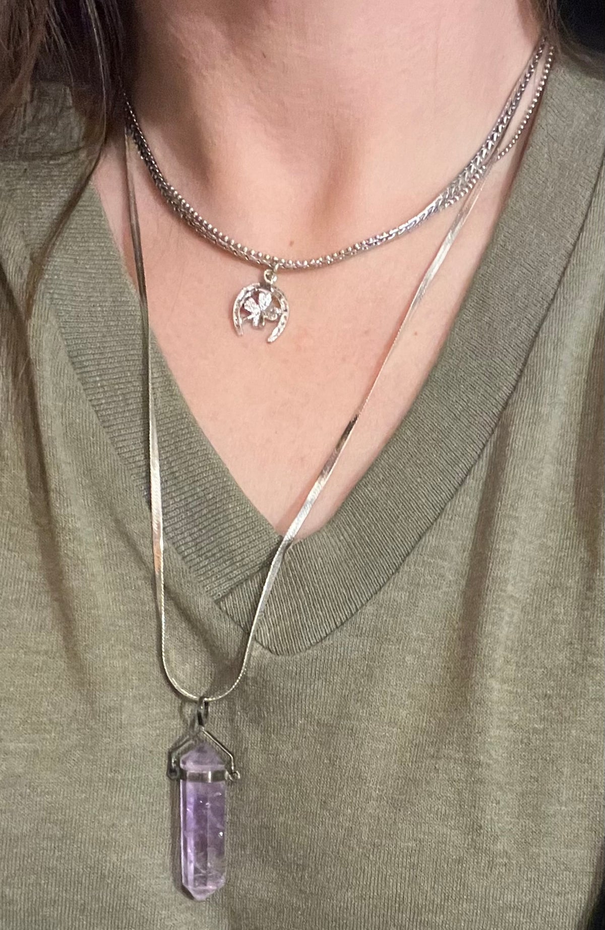 Vintage Silver Lucky Horseshoe Charm Necklace