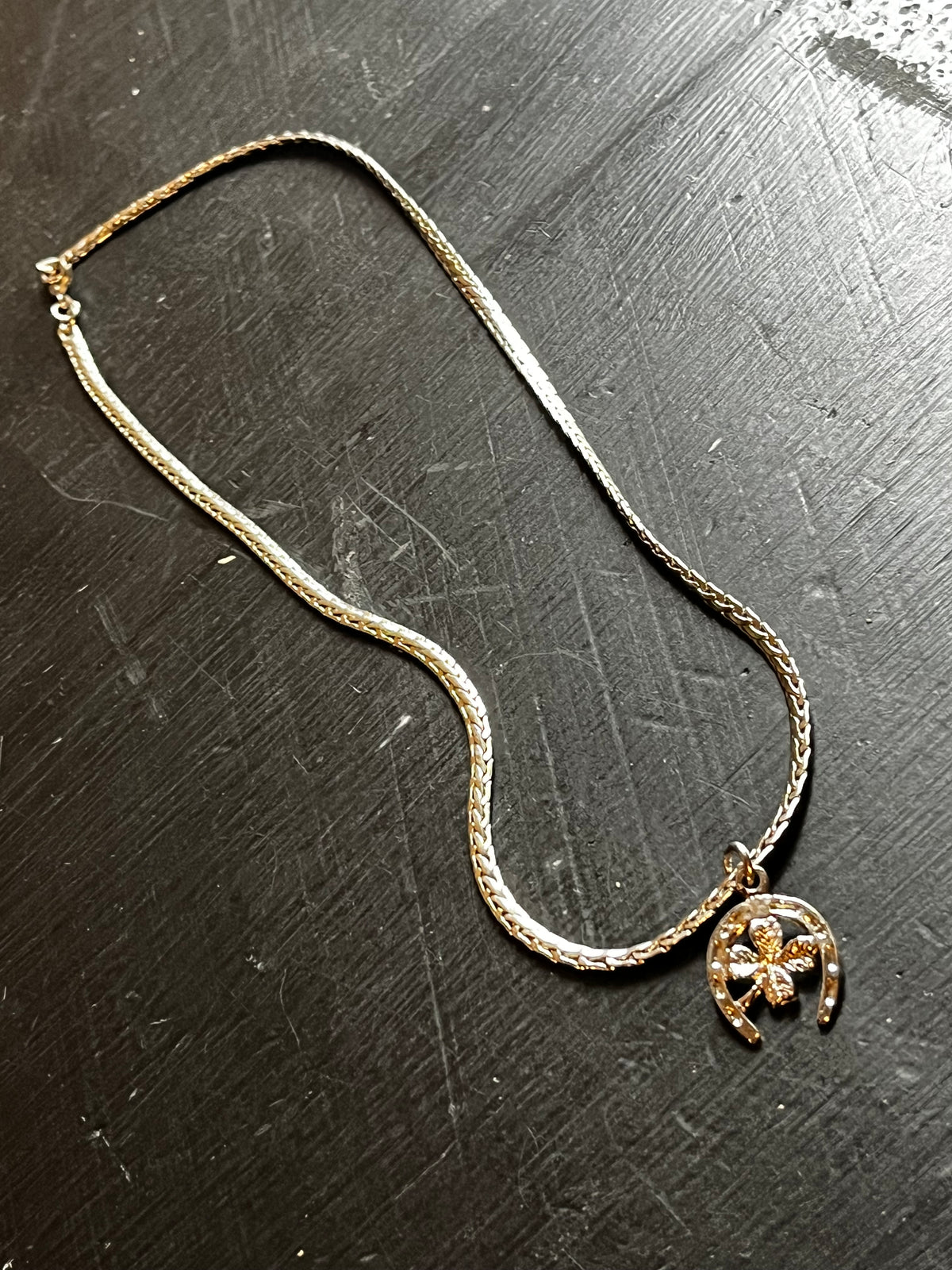 Vintage Silver Lucky Horseshoe Charm Necklace