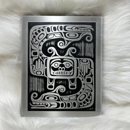 Vintage ' Sisiutl ' Inuit Etched Aluminum Plaque