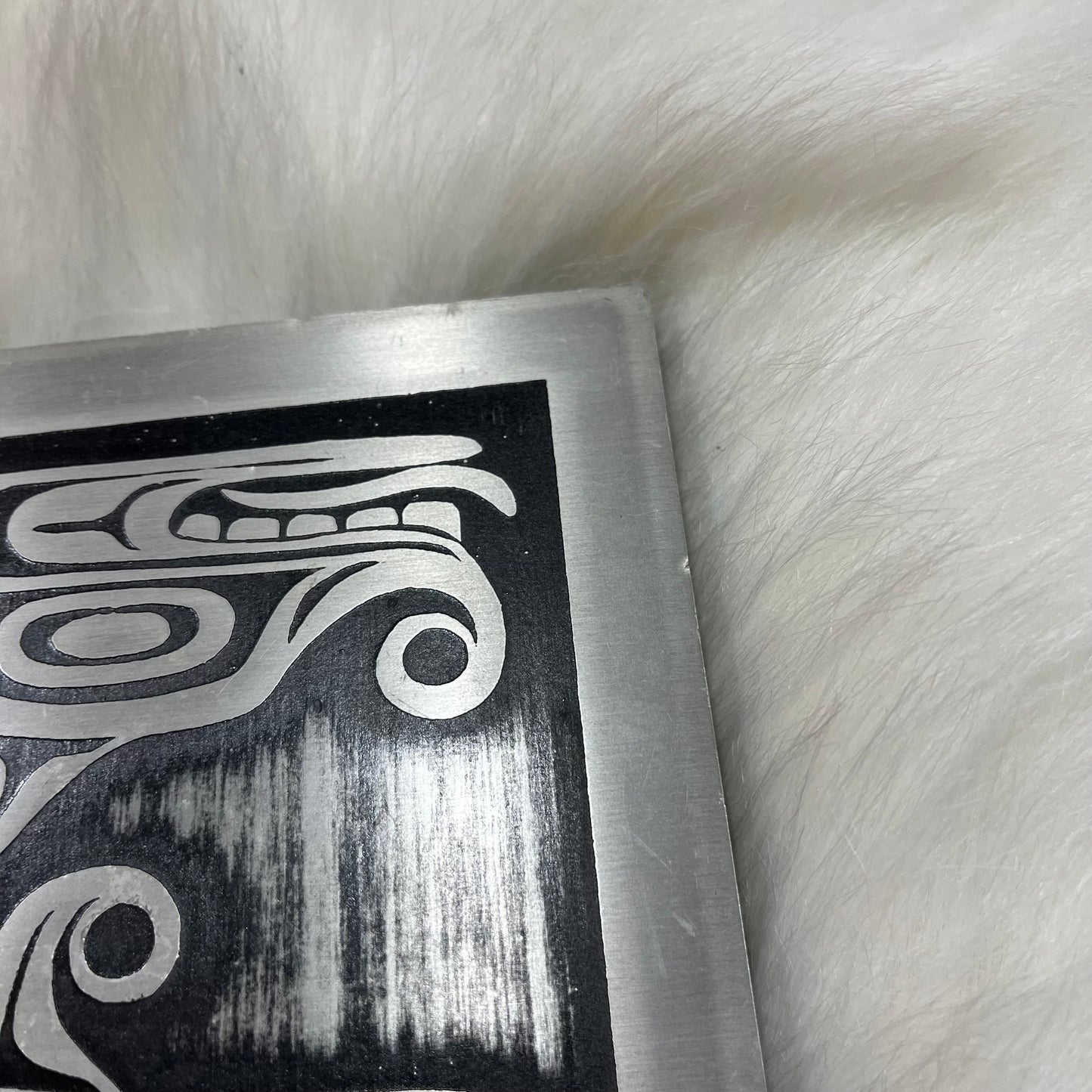 Vintage ' Sisiutl ' Inuit Etched Aluminum Plaque