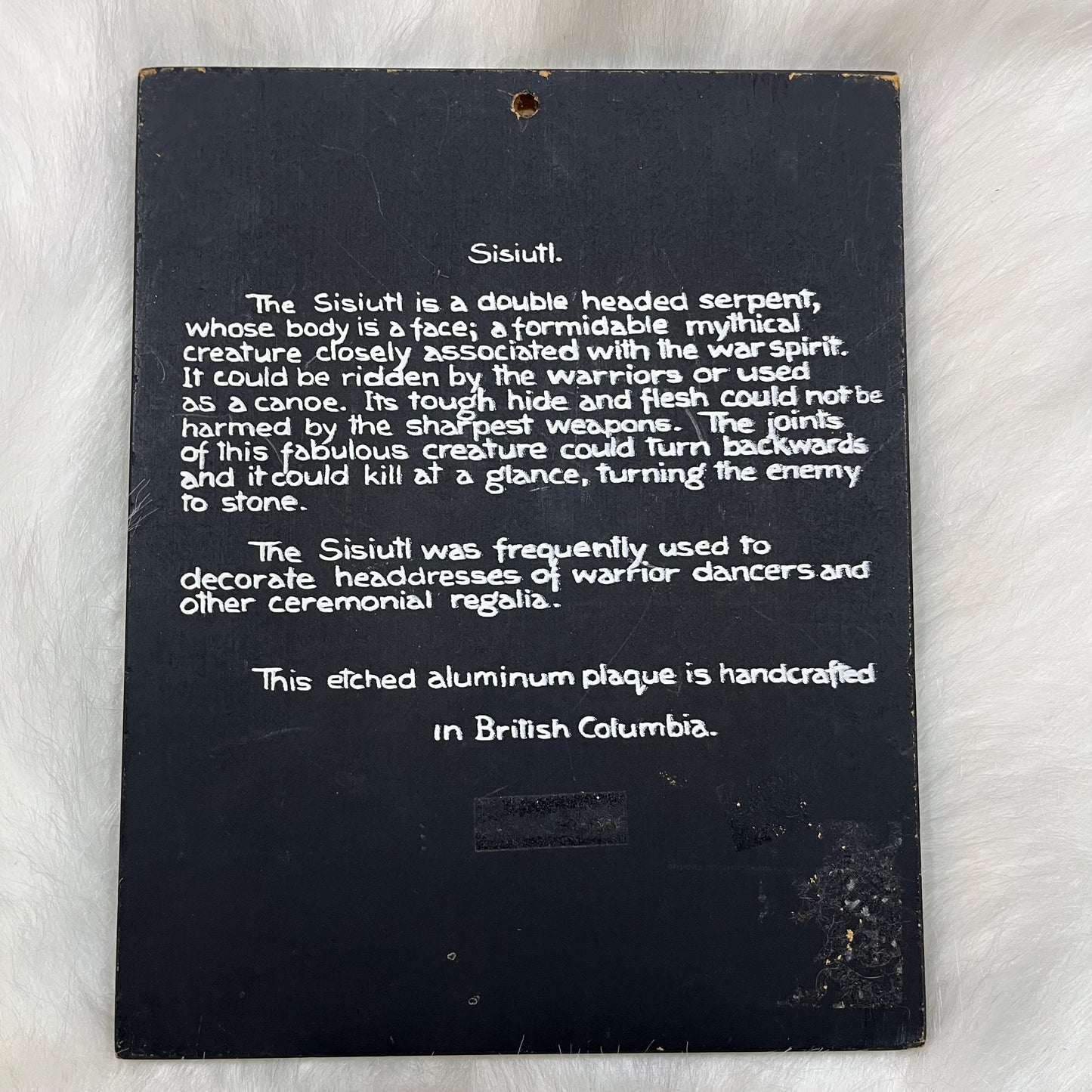 Vintage ' Sisiutl ' Inuit Etched Aluminum Plaque