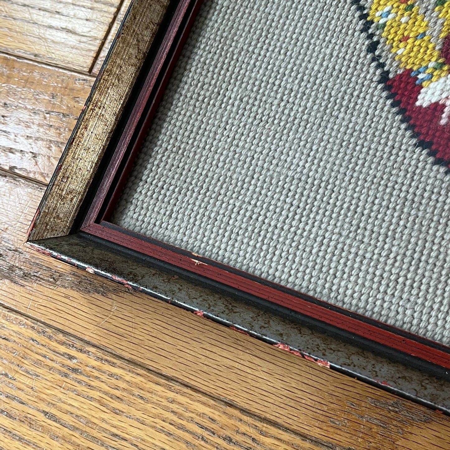 Vintage 70s Man & Woman Wool Needlepoint