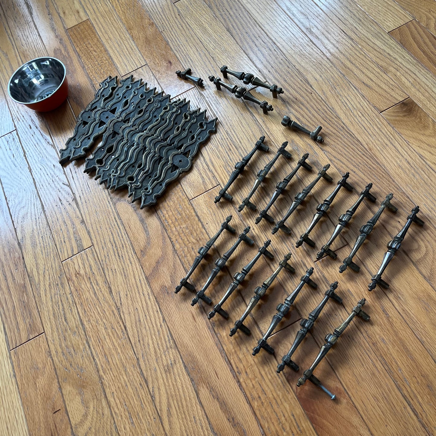 Vintage Amerok Carriage House Metal Pull Handles and Plates