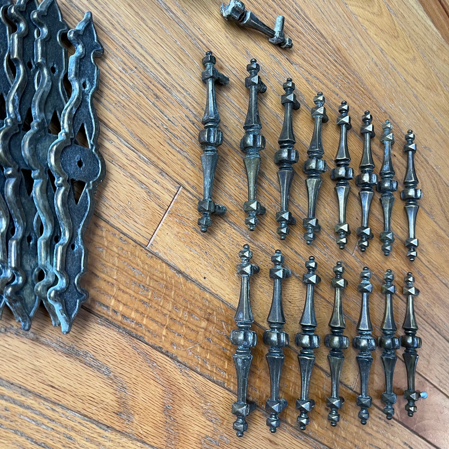 Vintage Amerok Carriage House Metal Pull Handles and Plates