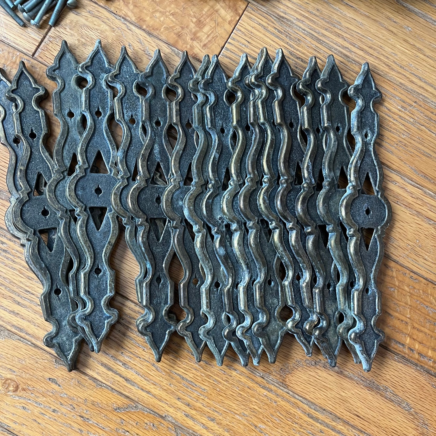 Vintage Amerok Carriage House Metal Pull Handles and Plates