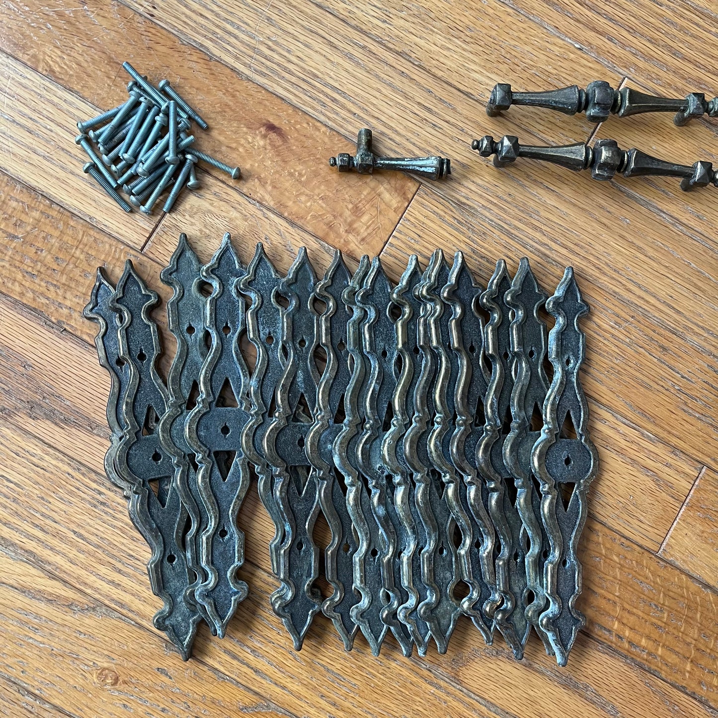 Vintage Amerok Carriage House Metal Pull Handles and Plates