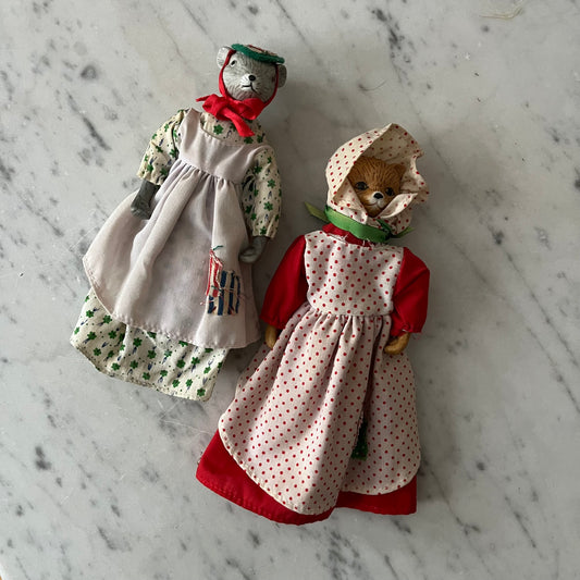 Vintage Ceramic Mouse and Bear Soft Body Figurines