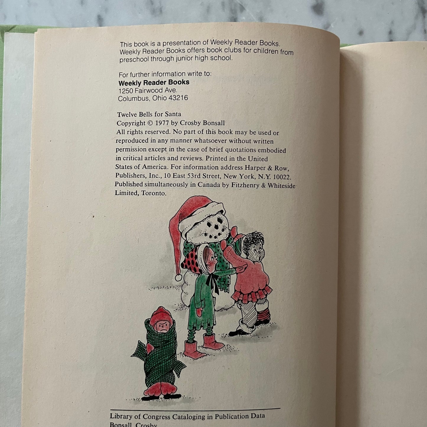 Vintage 1977 Twelve Bells for Santa by Crosby Bonsall Hardcover