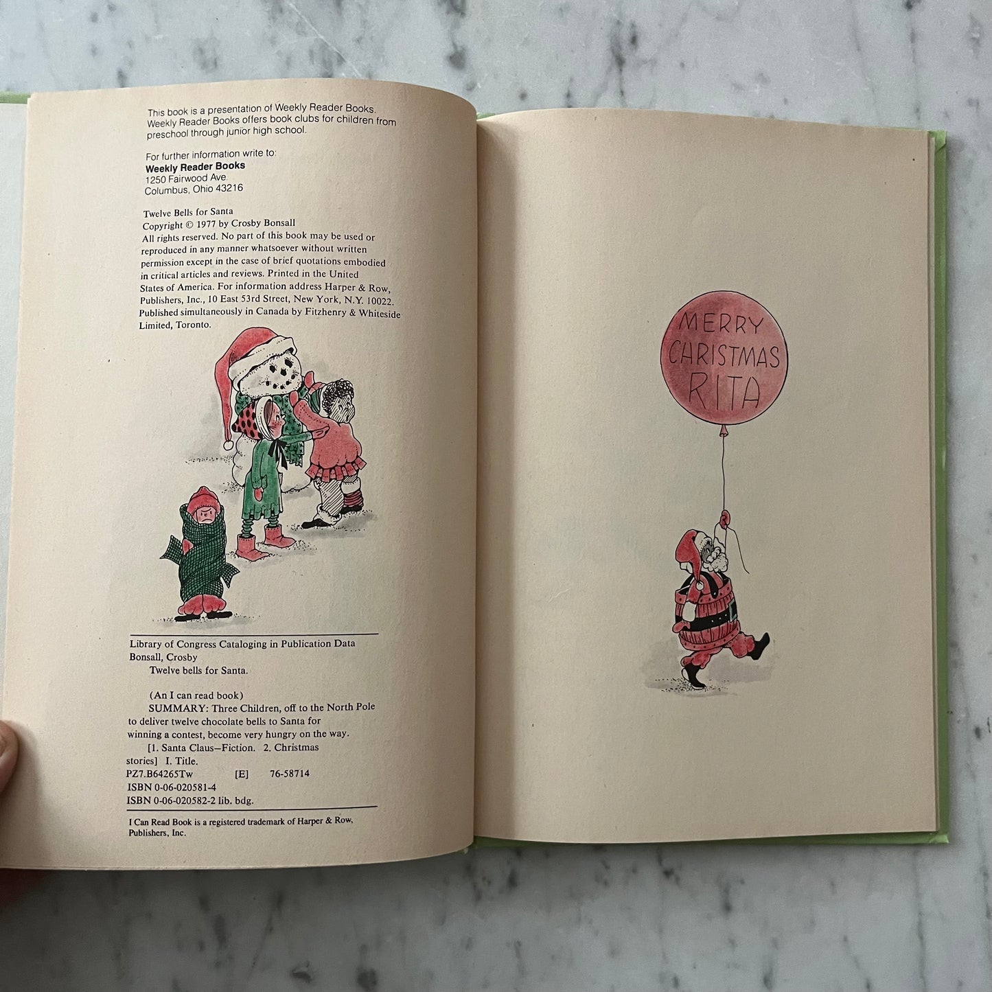 Vintage 1977 Twelve Bells for Santa by Crosby Bonsall Hardcover