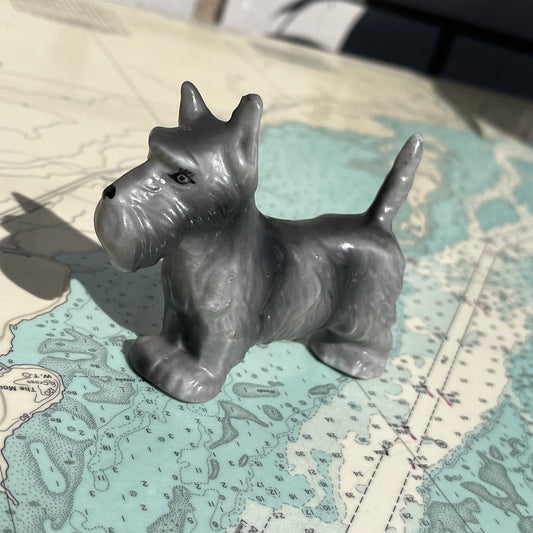 Vintage Gray Ceramic Scottie Dog / Terrier Figurine