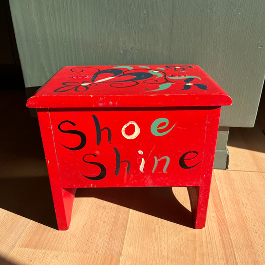 Vintage Tole Painted Shoe Shine Stool