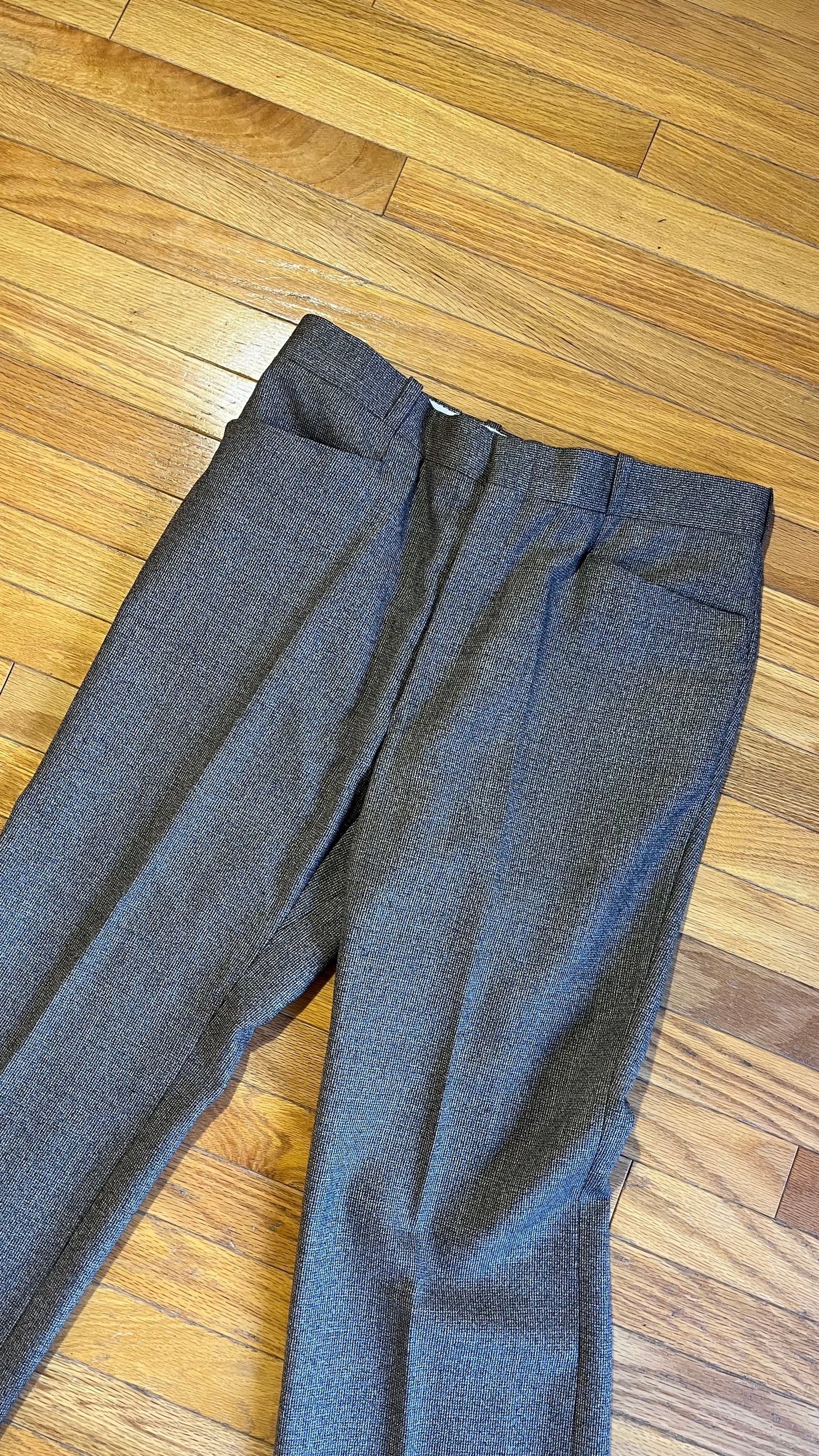 Vintage Tailored Tweed Straight Leg Pleated Pants