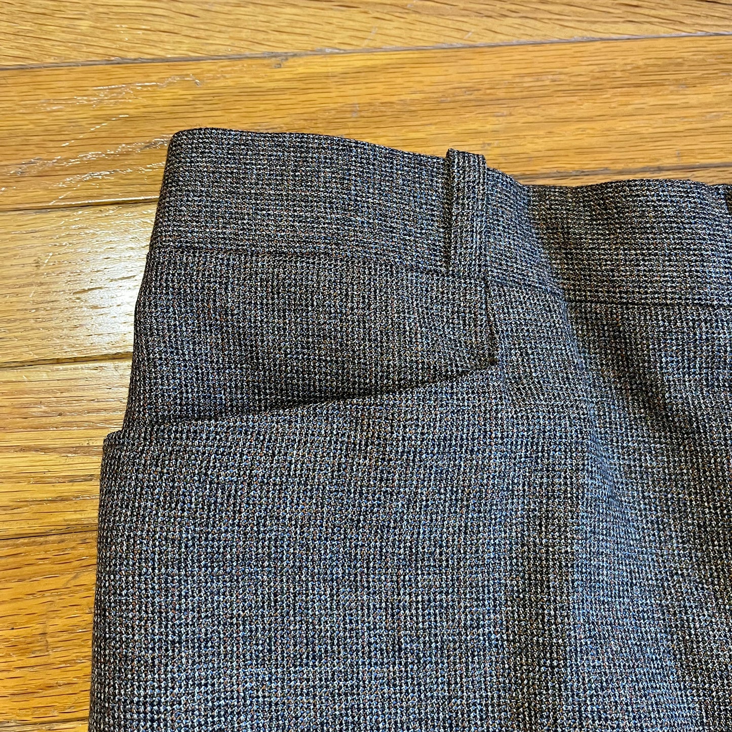 Vintage Tailored Tweed Straight Leg Pleated Pants