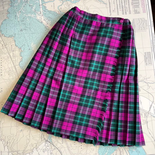 Vintage Mimi Modes Pink and Green Highland Kilt / Skirt