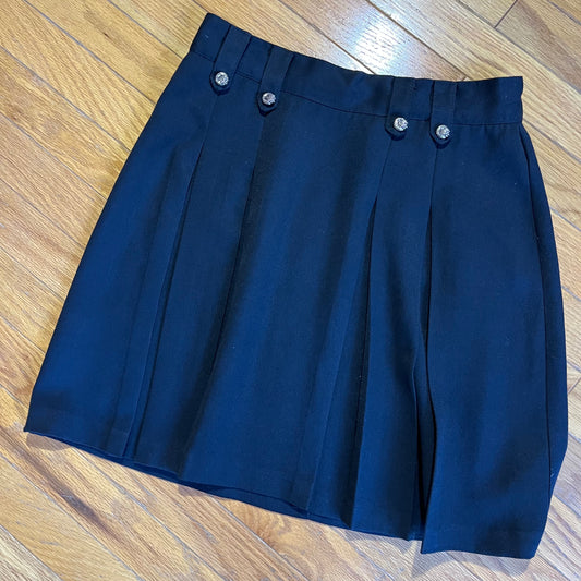 Vintage 90s Preppy Double Button Pleated / Flared Skirt